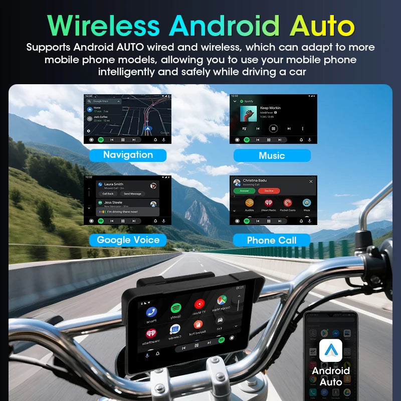 7 inch Portable Digital Motorcycle Dashboard GPS for Motobike Navigation Display Android Auto CarPlay Screen Moto Accessories