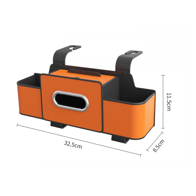 Multifunctional Car Organizer Rear Drainage Holder Storage Hanging Box In Car Bag For Stowing Tidy With Phone Tissue Cup Holder