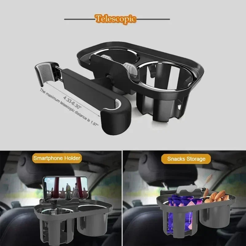 Car Headrest Cup Holder Seat Back Organizer Car Rear Seat Cup Holder Storage Tray with Mobile Phone Holder Car Accessories