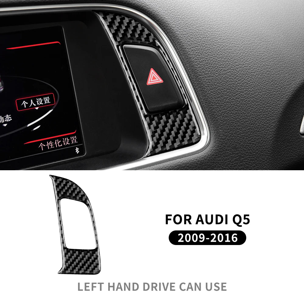 For Audi Q5 2009-2016 Accessories Carbon Fiber Interior Car Warning Light Switch Decorative Frame Sticker Trim Cover