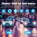 1Set 3 Channel Car DVR HD 1080P 3-Lens Inside Vehicle Dash CamThree Way Camera DVRs Recorder Video Registrator Dashcam Camcorder
