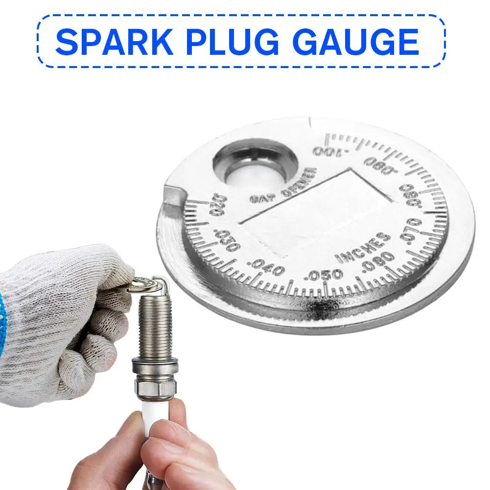 Spark Plug Gap Tool Precision Measurement Coin Shape Design Stainless Steel Multi Purpose Gauge For Platinum Iridium Plugs