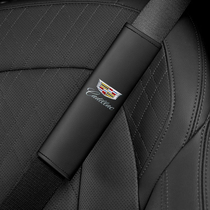 Car seat belt Leather Safety Belt Shoulder Cover Breathable Protection Seat Belt Padding Pad Auto Interior For Cadillac accessor