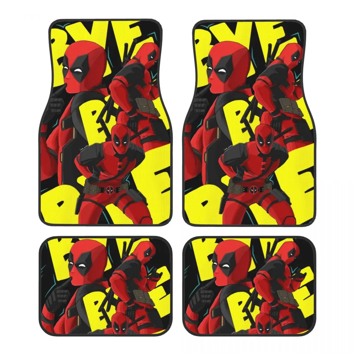 Deadpool Superhero Comics Car Floor Mats Carpet Set of 4 Anti-Slip Universal Automotive Floor Mat Fit for Vans SUV