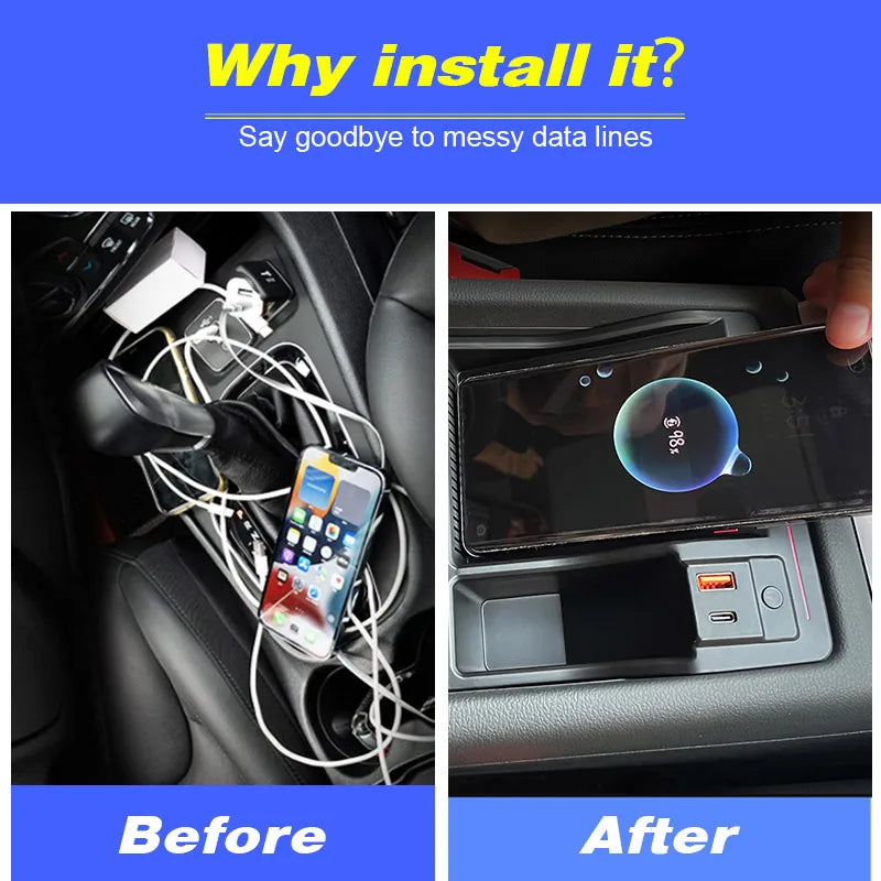 For Audi A4 B9 RS4 A5 RS5 Accessories Wireless Charger Fast Phone Charging With Armrest Box Storage Interior Parts 2023-2017