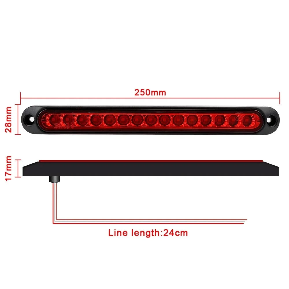 Car Light Bar 15-LED, Multi-Function Brake/Signal/Side Marker/Turn Warning Rear Light for Truck SUV RV 12V/24V