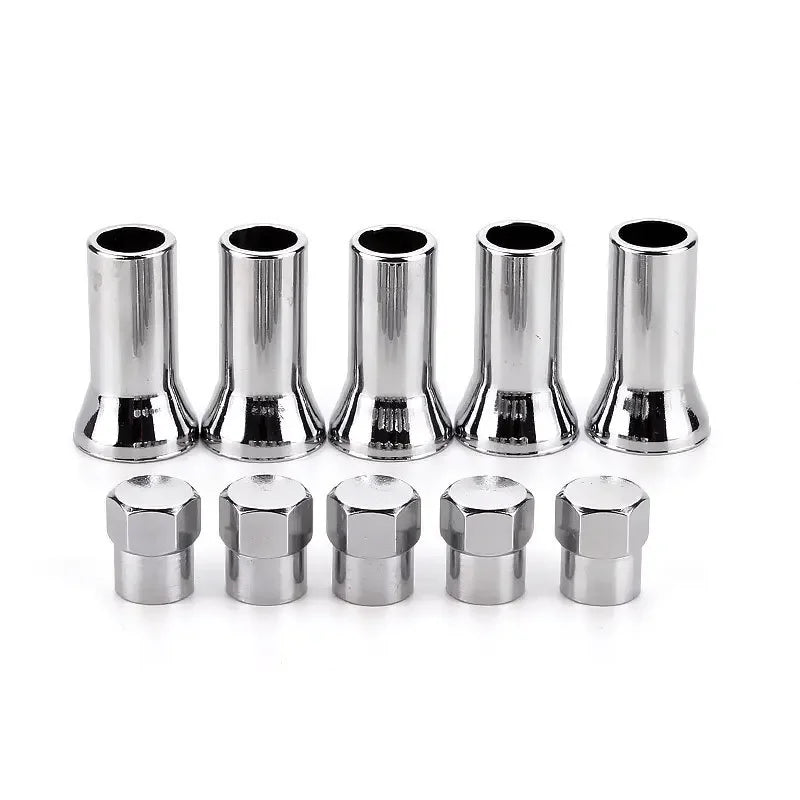 TR414AC Chrome Car Truck Tire Wheel Tyre Valve Stem Hex Caps with Sleeve Covers Left Right Front Rear Autos Accesorios