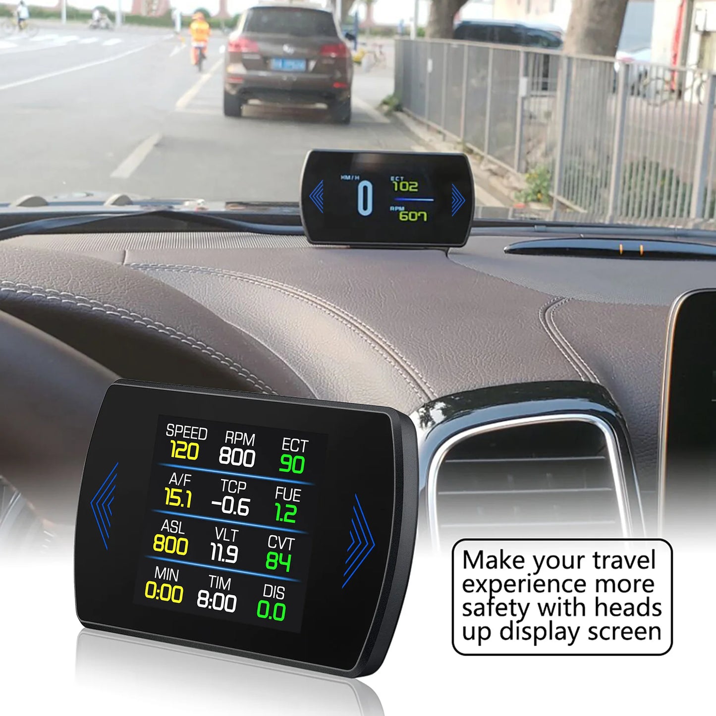 Digital Car HUD P12S OBD2 Head Up Display Turbine Pressure Speed RPM Water Temp Fuel Consumption Voltage Overspeed Alarm custom