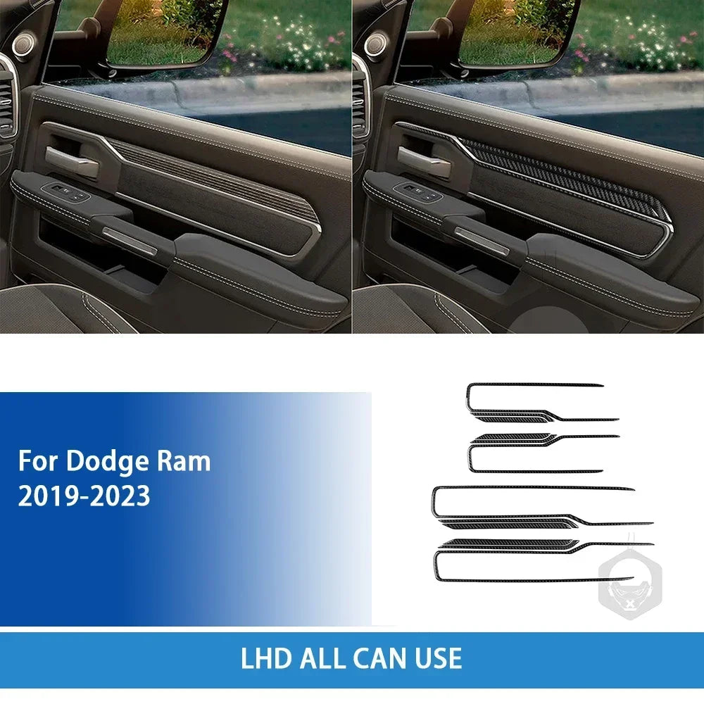 For Dodge Ram 2019 2020 2021 2022 2023 Accessories Carbon Fiber Car Interior Grar Handle Air Outlet Trim Sticker Decoration
