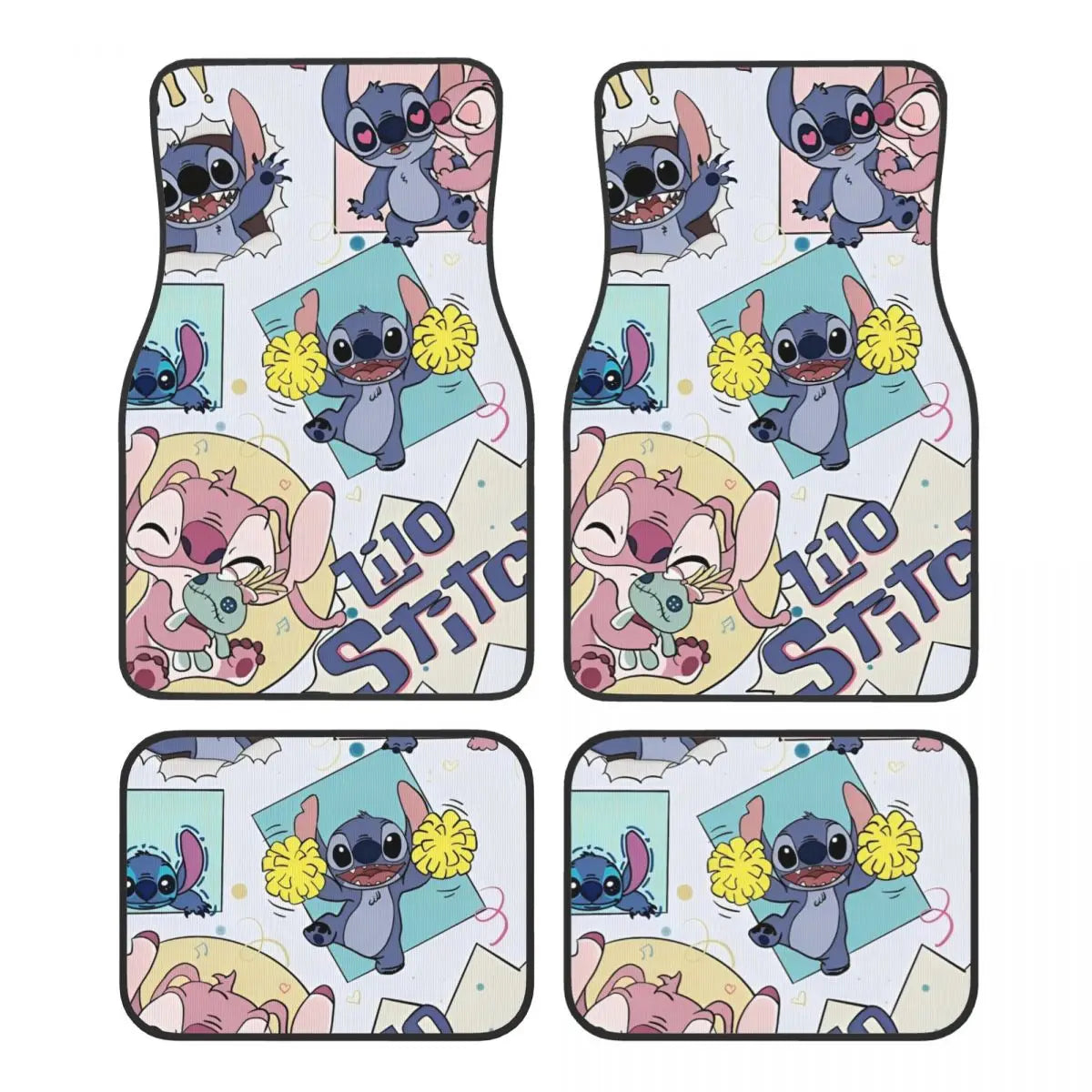 Stitch Car Floor Mats Carpet Set of 4 Anti-Slip Universal Automotive Floor Mat Fit for Sedans Cars
