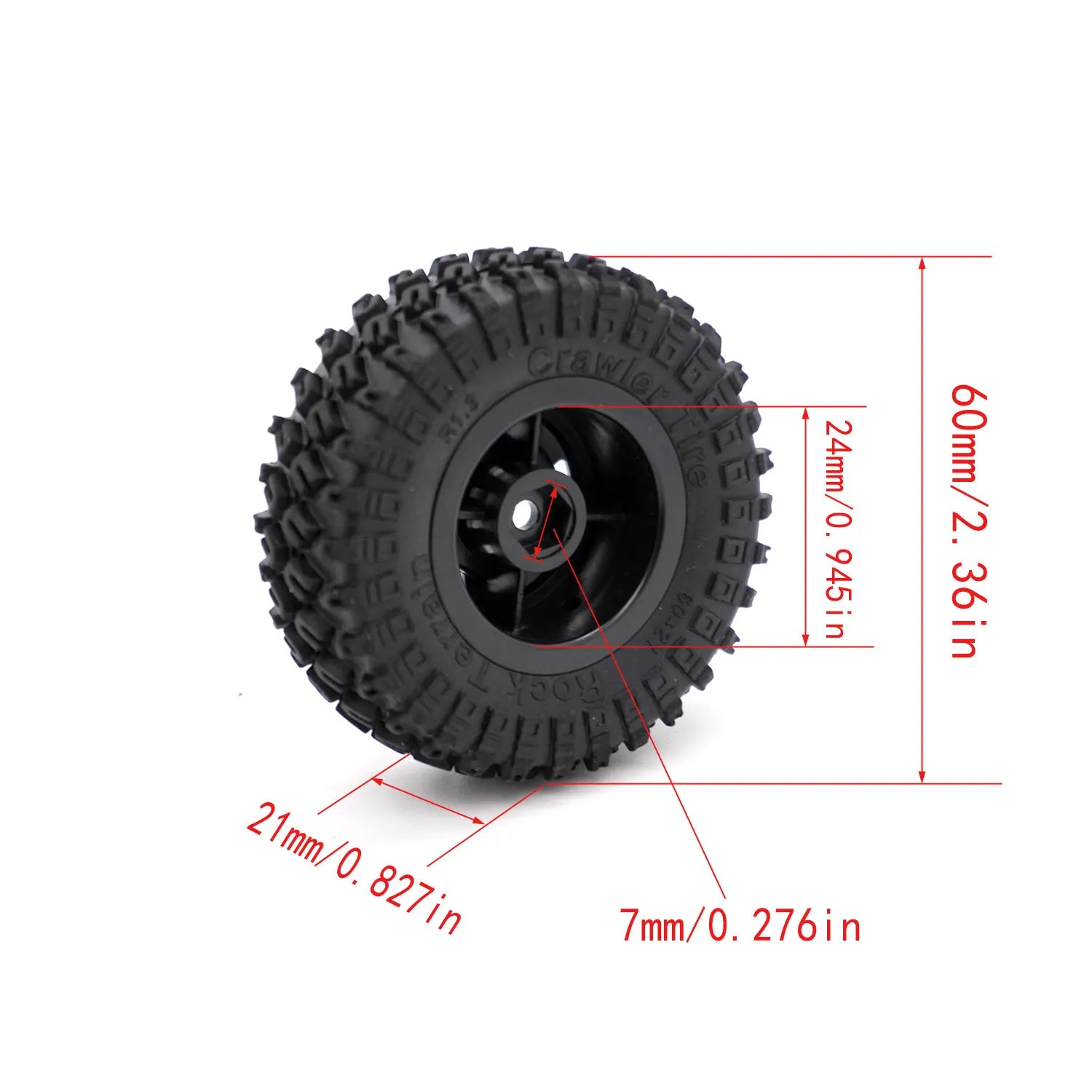 4PCS 60*21mm Rubber Front Rear Wheel Tyre 1.3" mud terrain tire for 1:18 TRX4M Traxxas RC Mini Crawler Model Upgrade Accessories