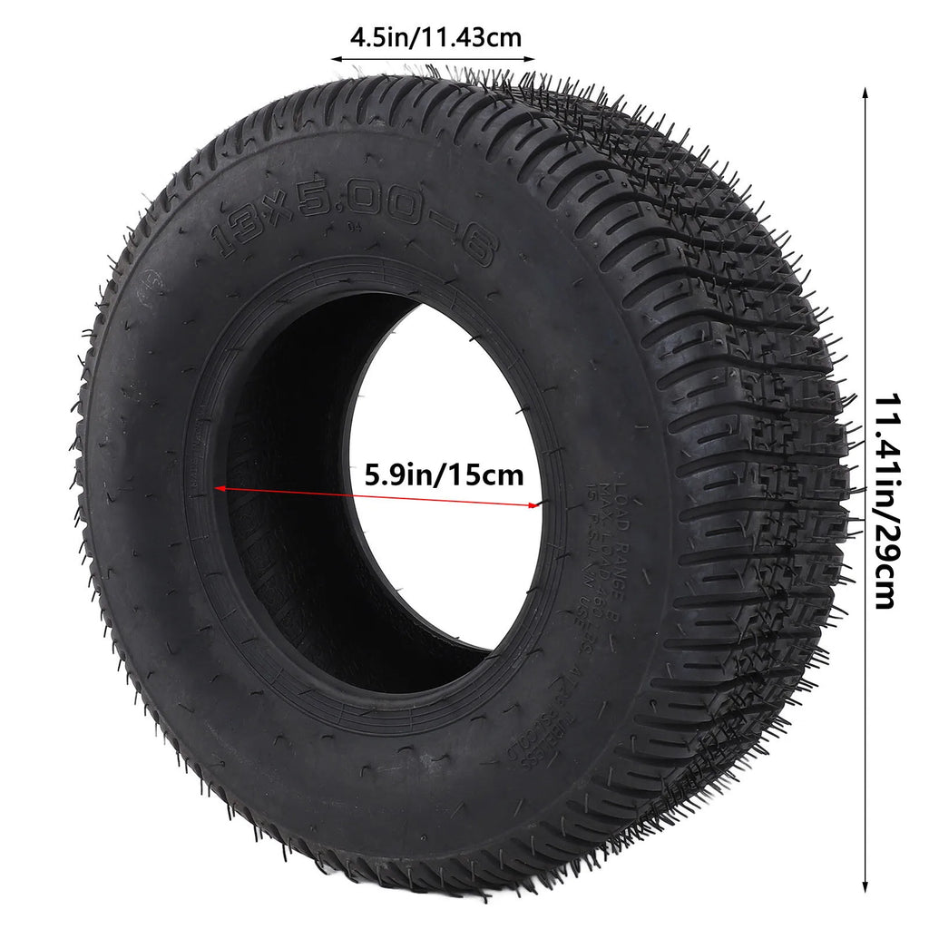 13x5.00-6 Tires 13x5.00-6 Tires 4 Ply Rubber 440lbs Load Heavy Duty Tubeless Tyre for Go Kart Mower Garden Tractor Go Kart Tire