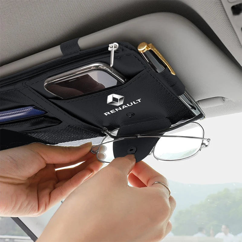 Car Sun Visor Organizer Multi-Pocket Auto Interior Accessories For Renault Megane 2 Duster Logan Captur Clio Laguna 3 Fluence