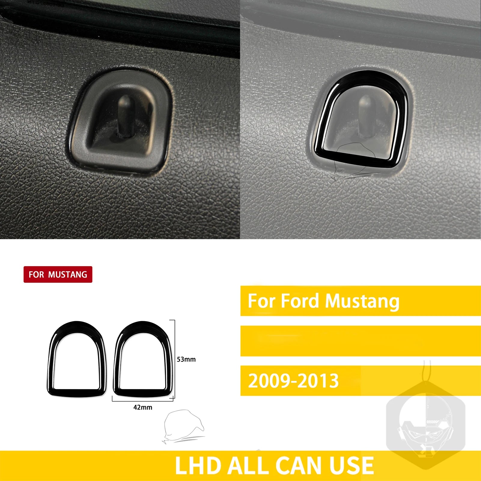 For Ford Mustang 2009-2013 Accessories Car Plastic Black Interior Door Panel Gear Cupholder Air outlet Trim Sticker Decoration