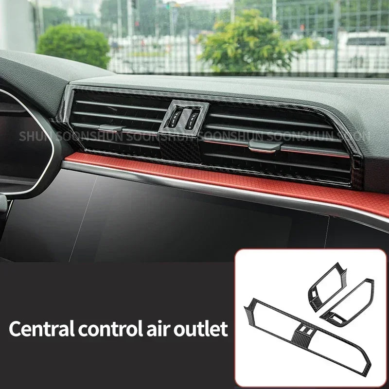Car Interior for Audi Q3 F3 2019 2020 2021 2022 2023 Carbon Fiber Pattern Center Console Panel Decoration Accessories