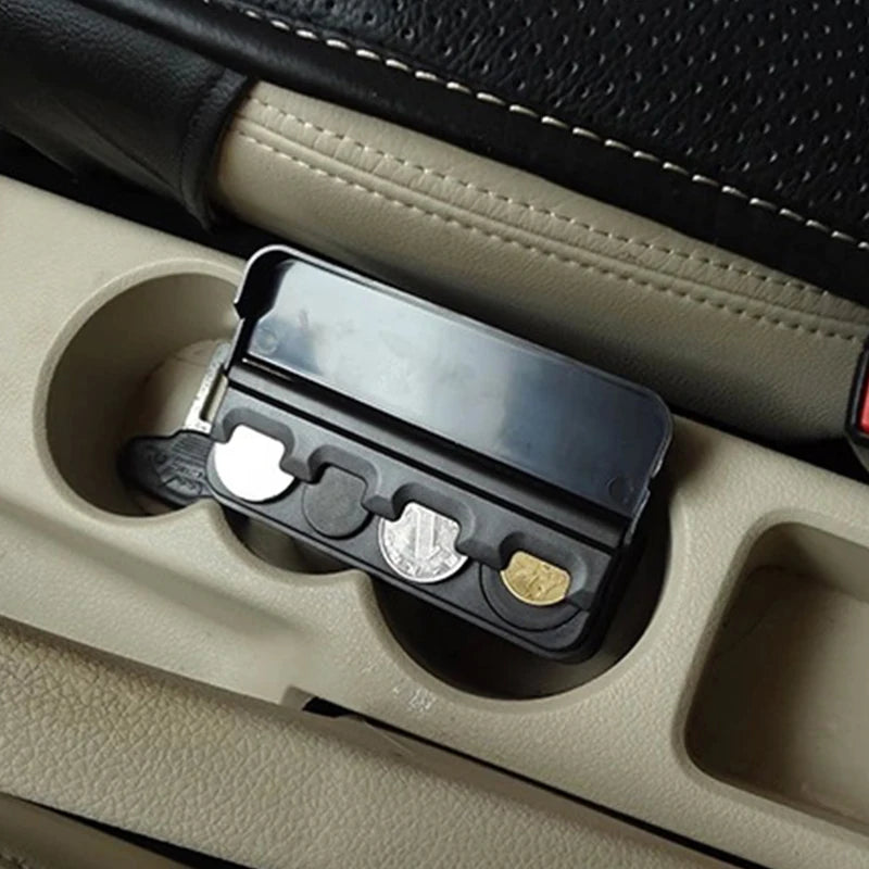 Car Change Organizer Creative Storage Coin Wallet Storage Box Coin Organizer Moeda 4 Compartment Car Interior Storage