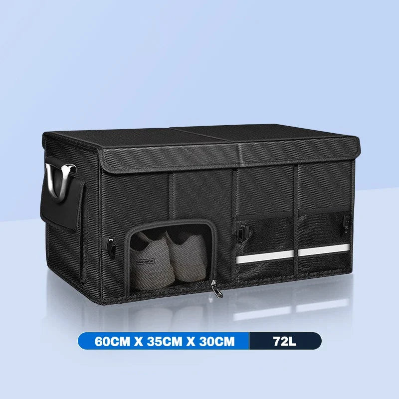 Large Capacity Waterproof Oxford Car Trunk Organizer - Foldable Storage Bag with Handles for Fishing & Camping Gear