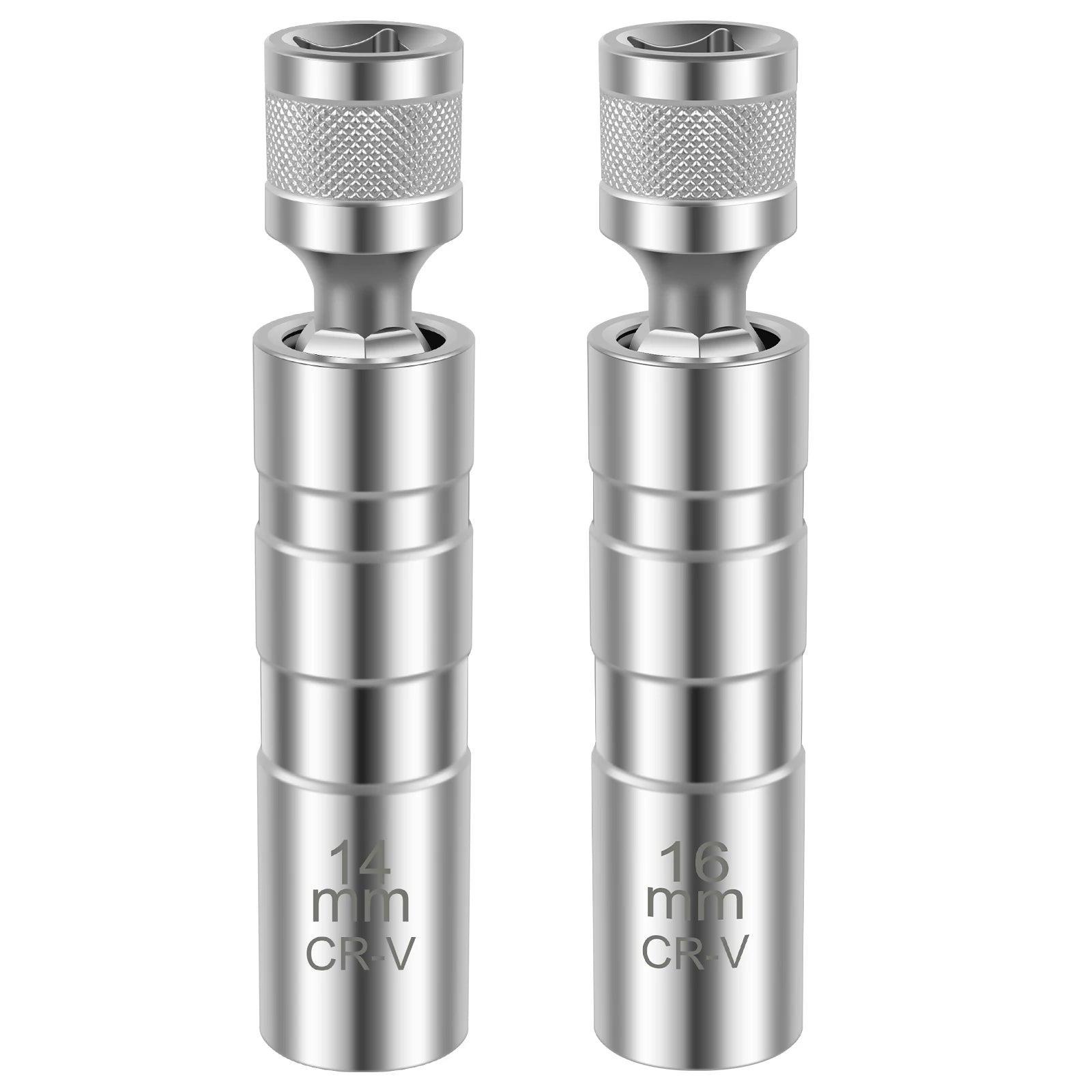 2 llaves de vaso para bujías de 14 mm y 16 mm, giratorias 360°, herramienta de extracción, herramientas de instalación magnéticas.