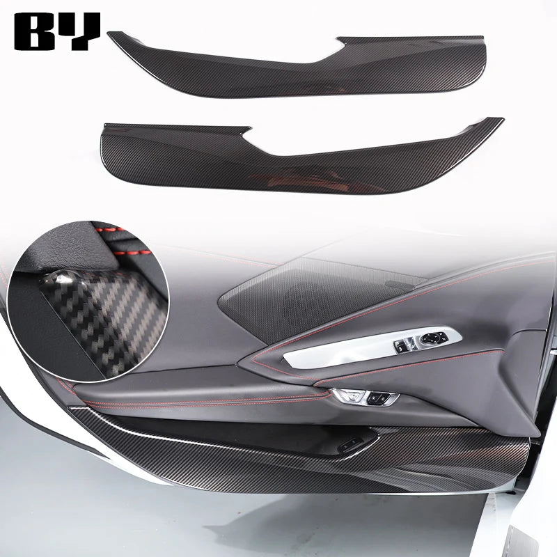 For Chevrolet Corvette C8 2020-2024 Car Accessory ABS Carbon Fiber Car Console Gear Shift Panel Cover door armrest Trim Sticker