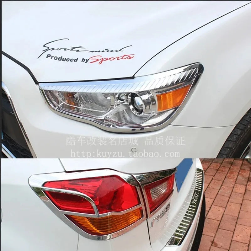 Accesorios de coche para Mitsubishi ASX 2013, 2014, 2015, 2016, 2017, 2018, 2019, embellecedor de cubierta de faro delantero y trasero para maletero.