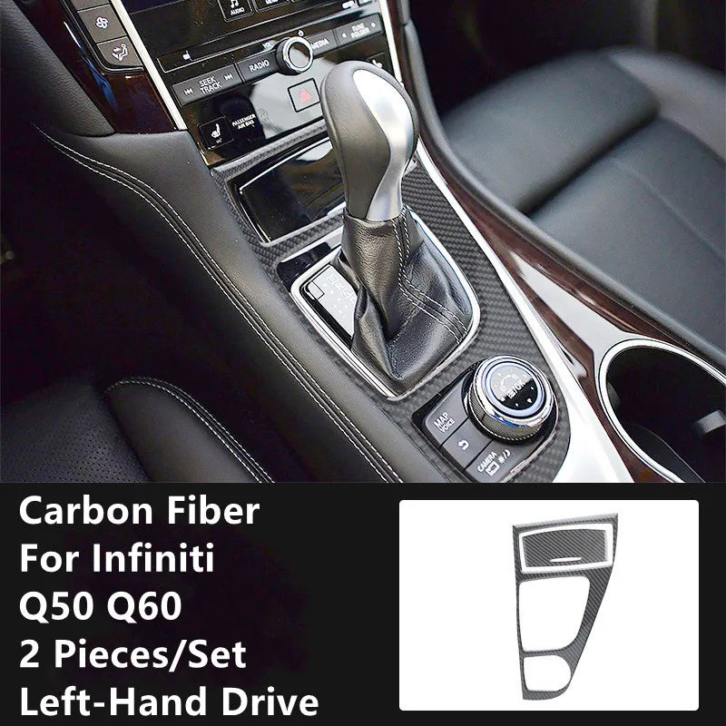 Carbon Fiber Car Interior Modification Cover Trim Strips Decorative Stickers For Infiniti Q50 Q60 Car Styling Inner Accessories