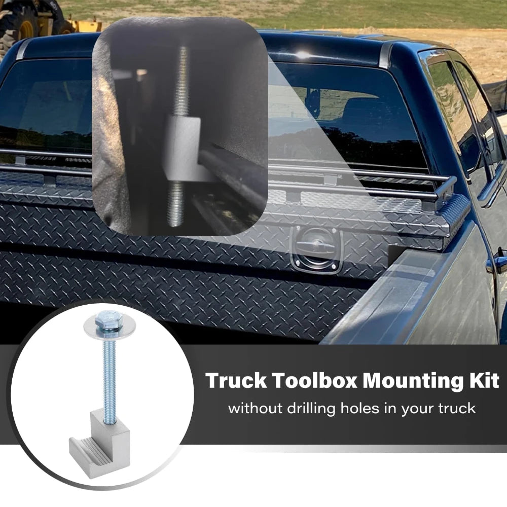 4PCS Truck Tool Box Mounting Kit for Pickup Truck Bed Toolbox Mount Tie Downs, Universal Aluminum Mounting Clamps Comes