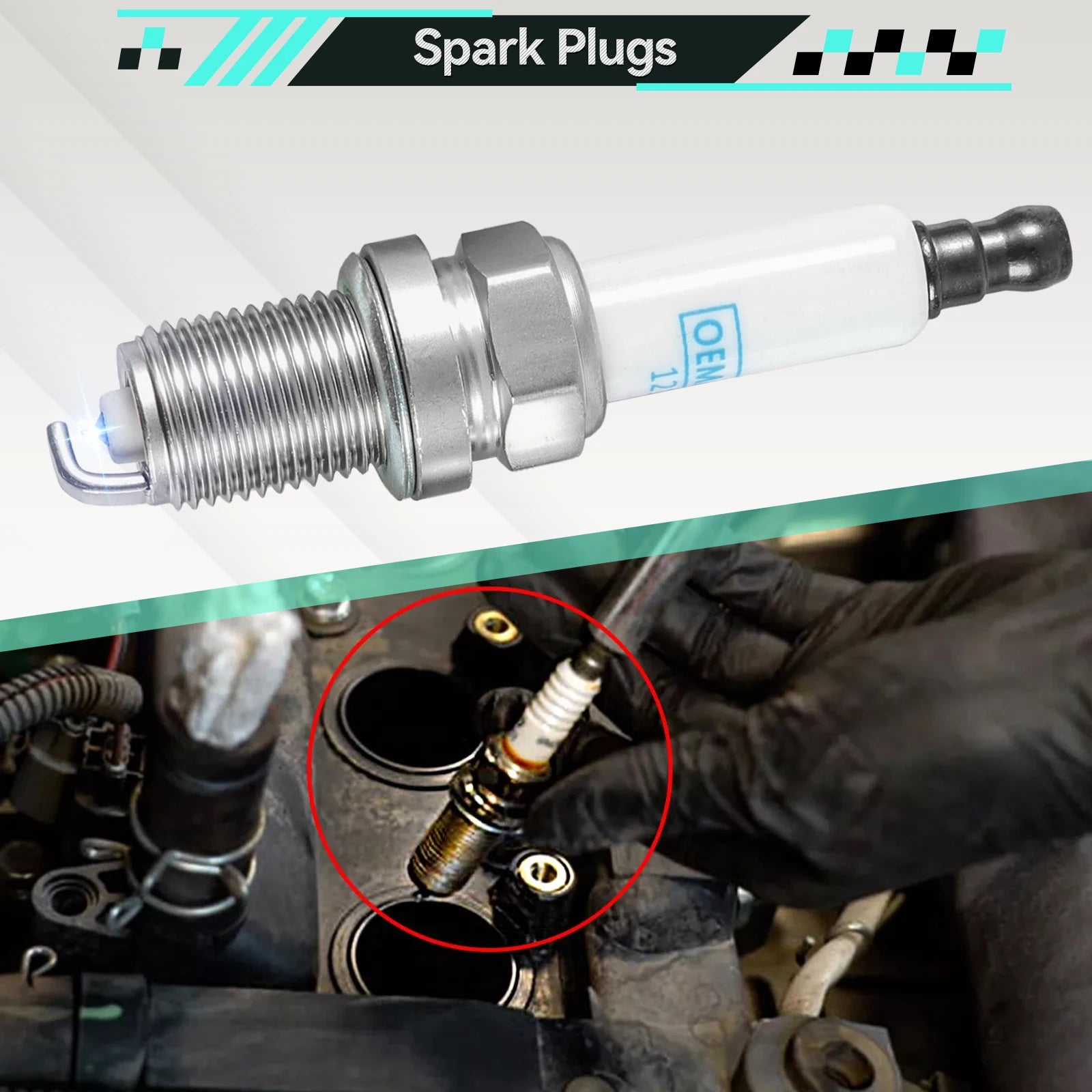 4Pcs OEMASSIVE 55576026 Iridium Spark Plugs （1.4L L4）For Buick Encore 2013-2021 Chevy Cruze 2011-2015 Sonic 2012-2020 Trax 13-21