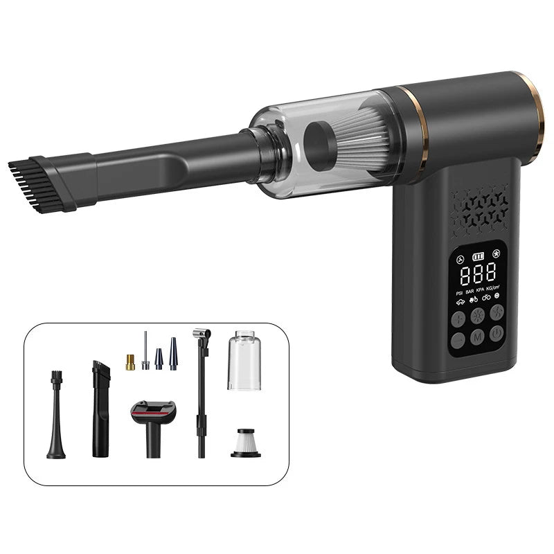 5-in-1 Wireless Vacuum Cleaner Multi-purpose for Vehicle Outdoor Emergency Portable Smart Tire Inflator with Digital Display