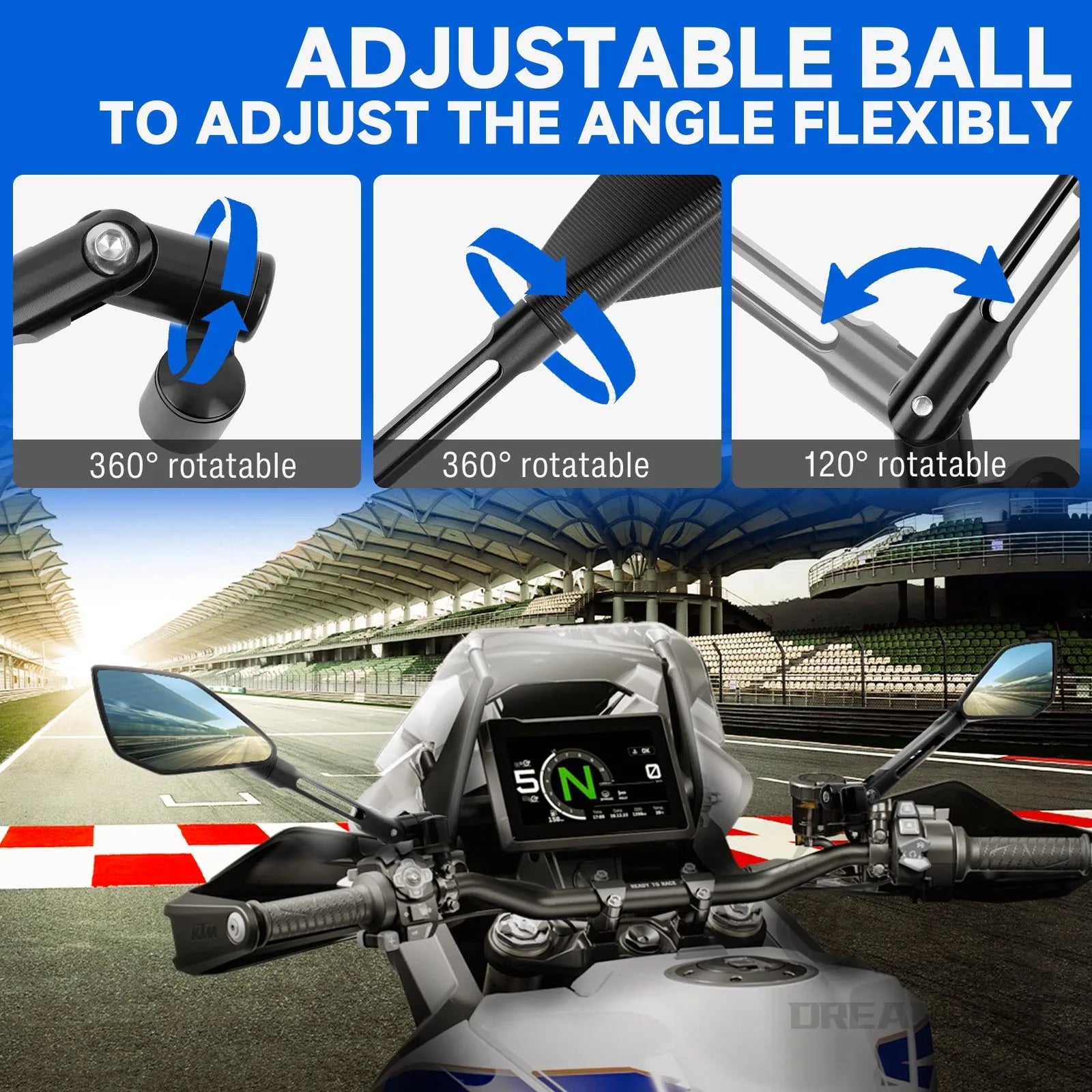 Accesorios para motocicletas, espejos retrovisores de aluminio, espejo lateral para Yamaha MT07 MT09, Honda CB650F y Kawasaki Z900.