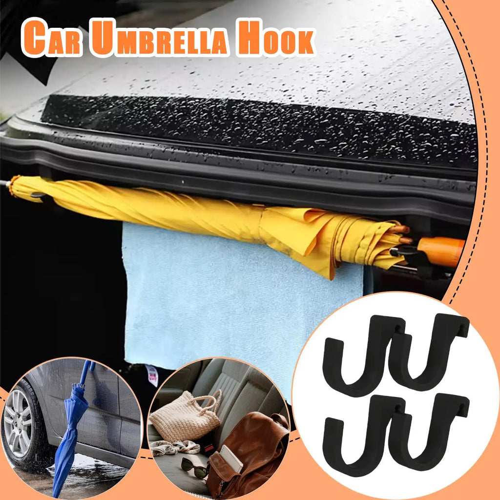 Car Umbrella Hook, Anti-Slip Multifunctional Seat Back Organizer, for Handbag, Coat, Grocery, Auto Interior Accessories