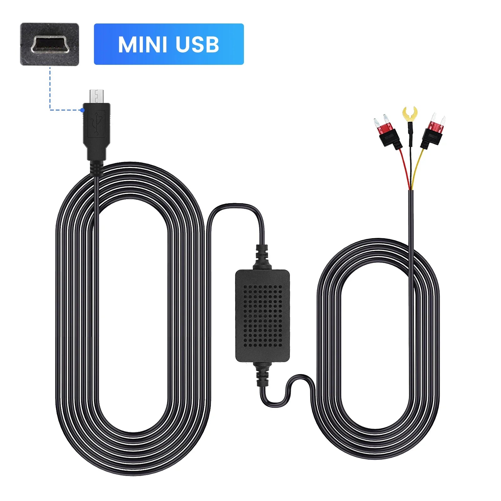 3A 3.5m Car Dash Cam Mini / Micro USB / Type-C Interface Charger Dashcam Rear Camera 12-24v Hardwire Cable Kit Step-Down Line