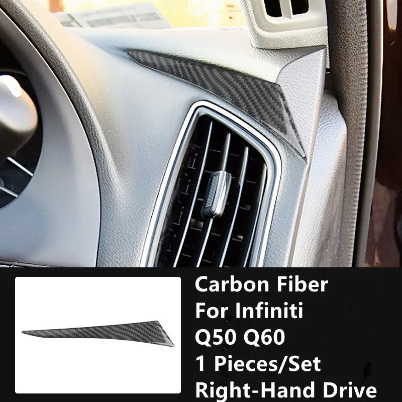 Carbon Fiber Car Interior Modification Cover Trim Strips Decorative Stickers For Infiniti Q50 Q60 Car Styling Inner Accessories