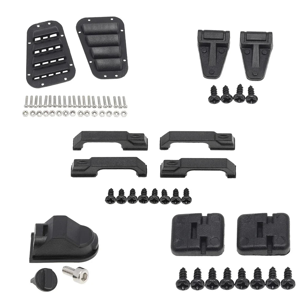 1:10 RC Car Parts for TRX-4/D90 - Durable Door Hinges, Hood Grille, Handles, Engine Cover Hinge & Fuel Tank Cap | Crawler Access
