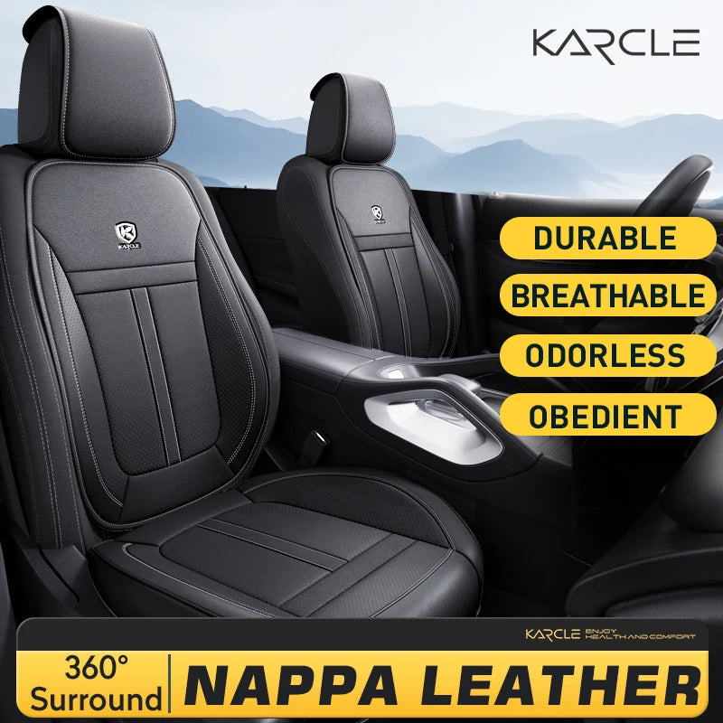 360 Surrounded Nappa Leather Car Front Seat Covers Universal Fit For Most Cars Cushion Covers Car Styling Seat Protector Pads