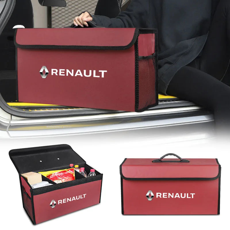 Car Trunk Organizer Box Leather Foldable Storag Bag Tool For Renault RS Megane 2Trafic Kadjar QM6 Clio Koleos Espace Captur ZOE