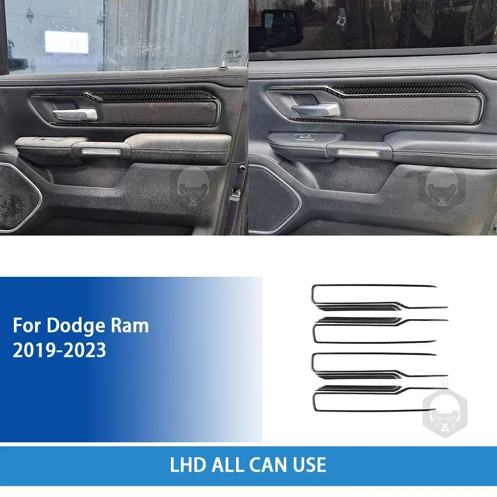 For Dodge Ram 2019 2020 2021 2022 2023 Accessories Carbon Fiber Car Interior Grar Handle Air Outlet Trim Sticker Decoration