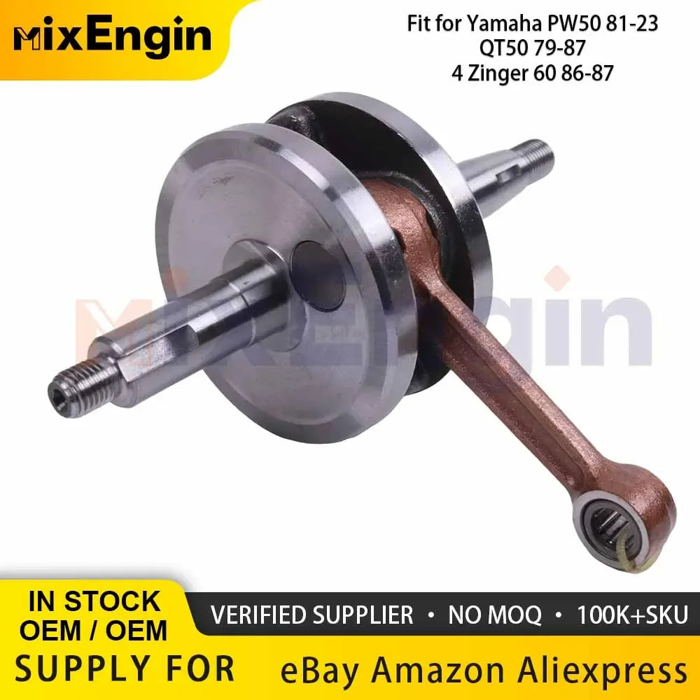 Motorcycle Engine Parts Crankshaft Assembly For Yamaha PW 50 81-23 QT50 79-87 4 Zinger 60 1986 1987 OEM 3L5-11400-02-00 50cc