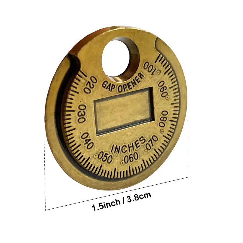 Coin Type Spark Plug Gauge Used As A Tool For Adjusting The Gap Between Automotive Spark Plugs