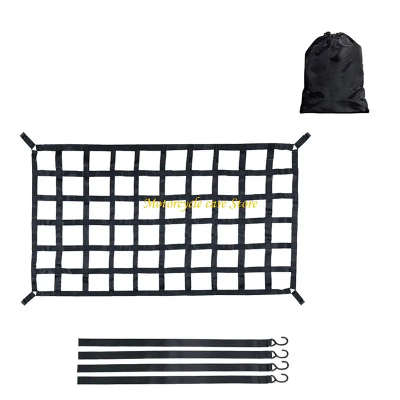 U75F Adjustable Truck Bed Storage Net Reinforced Edges S Hooks For SUVs Pickup Cargo Safety