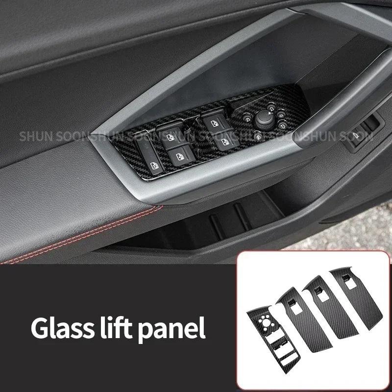 Car Interior for Audi Q3 F3 2019 2020 2021 2022 2023 Carbon Fiber Pattern Center Console Panel Decoration Accessories