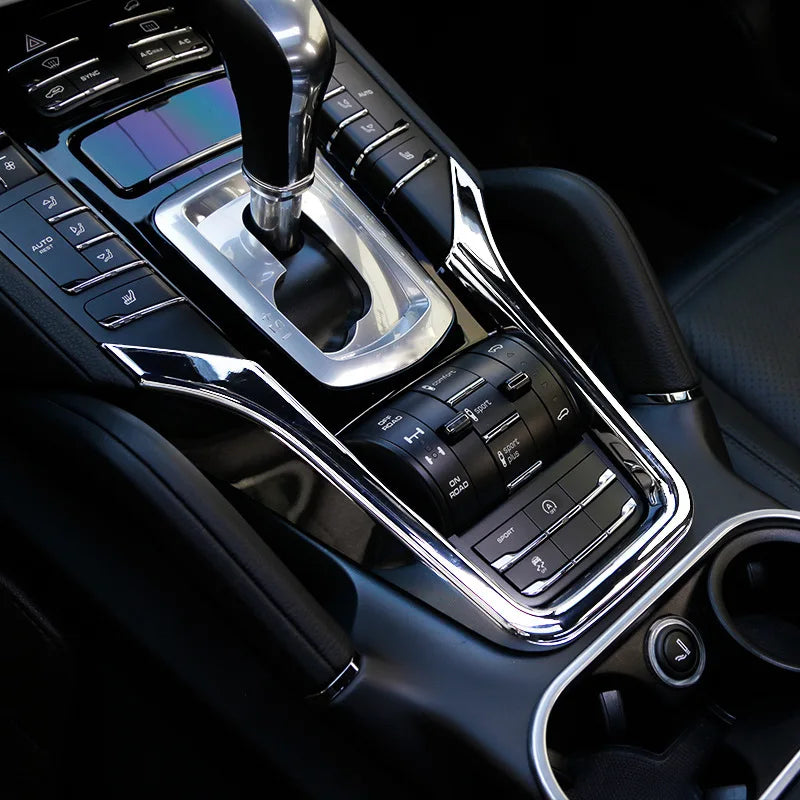 ABS Car Center Console Decorative Frame Sticker For Porsche Cayenne 2011 2012 2013 2014 2015 2016 2017 Car Interior Accessories