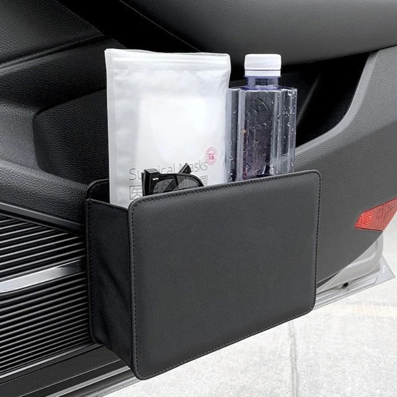 Car Interior Storage Organizer Foldable Leather Trash Bin Seatback Hanging Multi Pocket Car Door Storage Box for Auto Accessory