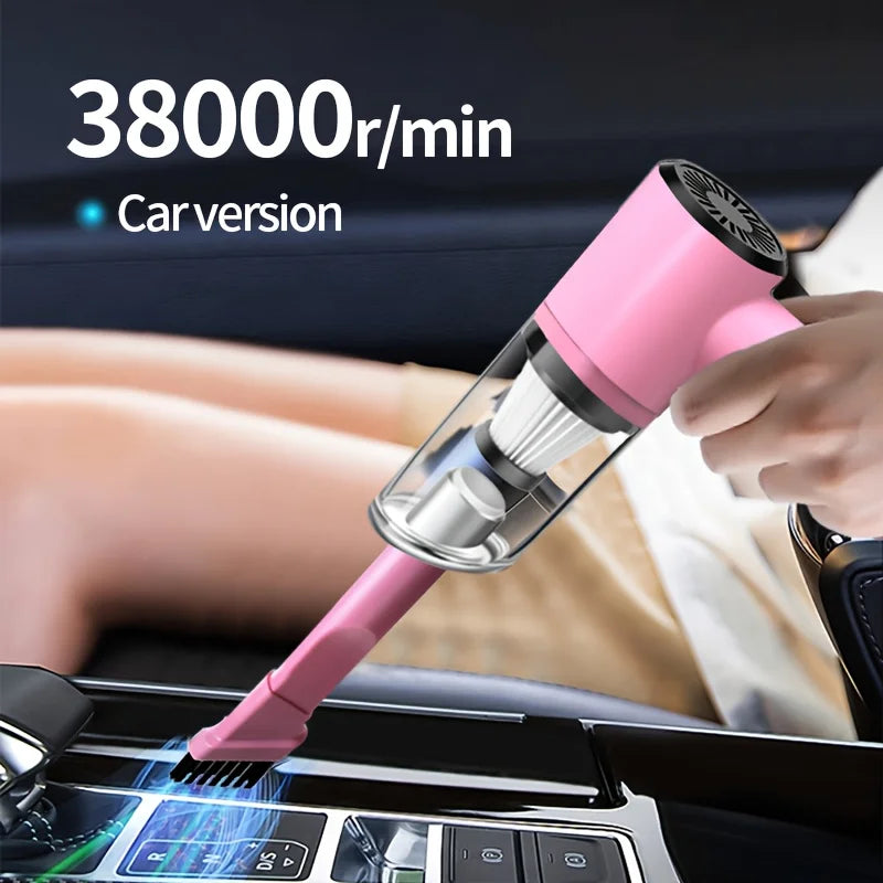 Pink Vehicle-mounted Vacuum Cleaner Super Suction Super High Power Wet And Dry Cleaning Cat Hair Pet Hair Multi-functional