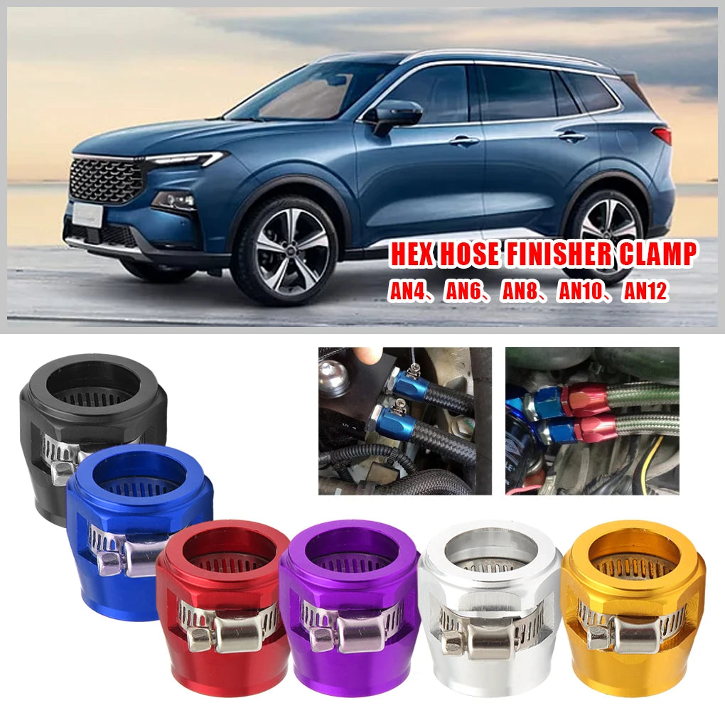 4pc AN4 AN6 AN8 AN10 AN12 Car Hose Finisher Clamp Radiator Modified Fuel Pipe Clip Buckle Universal Hose Clamps Oil End Finisher