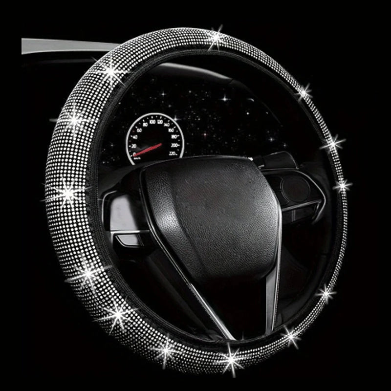 Car Accessories Set 30 Piece Women Bling Universal Steering Wheel Cover Shiny Air Outlet Coasters Tools Hook L Hand Brake Etc.