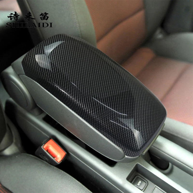 Car Center Console Armrest Storage Box Decoration Cover Stickers Trim For Audi A3 8P 2003-2012 Interior Carbon Fiber Accessories