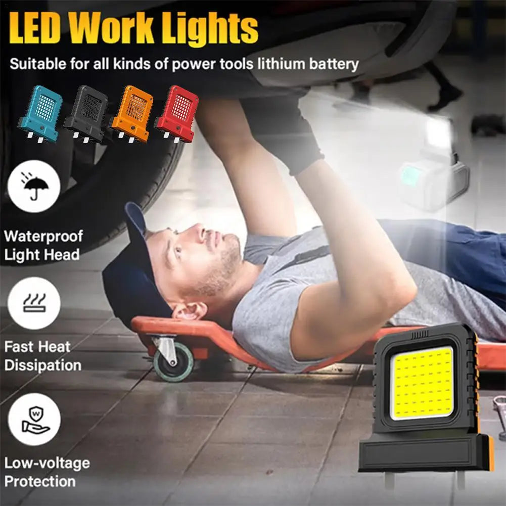 21V Electric Tool with Universal Lithium Battery LED Auto Repair Work Light Floodlight for Long Term Outdoor Construction Use