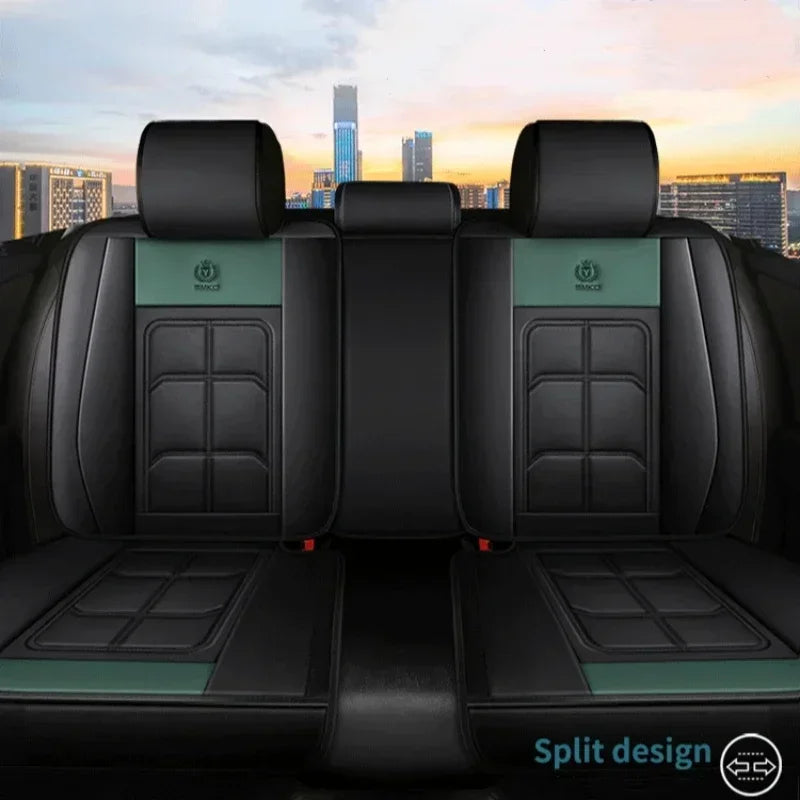 1pc Car Front Seat Cover, Rear Seat Cover All Inclusive Premium PU Leather Mat with Soft Cushion Full Package Protector Cover