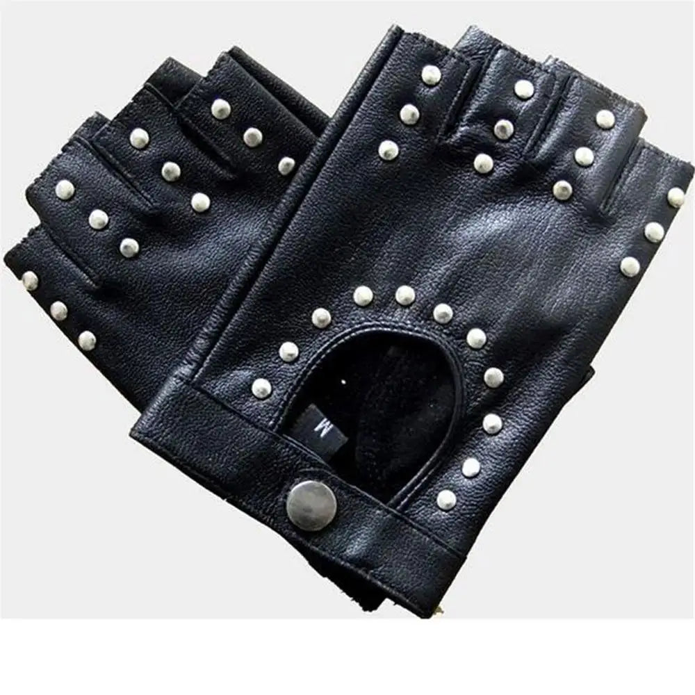 Motorcycle Accessories Driving Motor Rivet Punk Glove Gloves Fingerless Leather Mittens