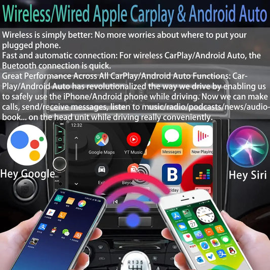 7 Inch HD Touch Screen Car Radio 2 Din High Quality Car Video Player Wireless CarPlay Android Auto with Bluetooth Rear Camera